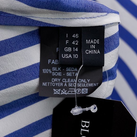 Derek Lam 10 Crosby White and Blue Striped Silk Lace-Inset Layered Blouse - Picture 9 of 11